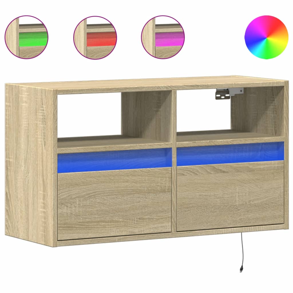 vidaXL TV-Wandschrank mit LED-Beleuchtung Sonoma-Eiche 80x31x45 cm