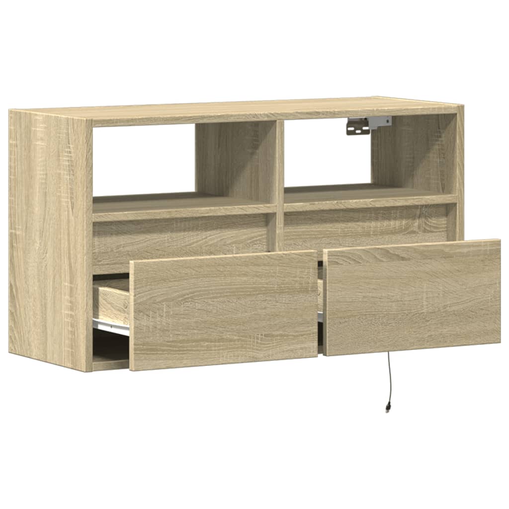 vidaXL TV-Wandschrank mit LED-Beleuchtung Sonoma-Eiche 80x31x45 cm