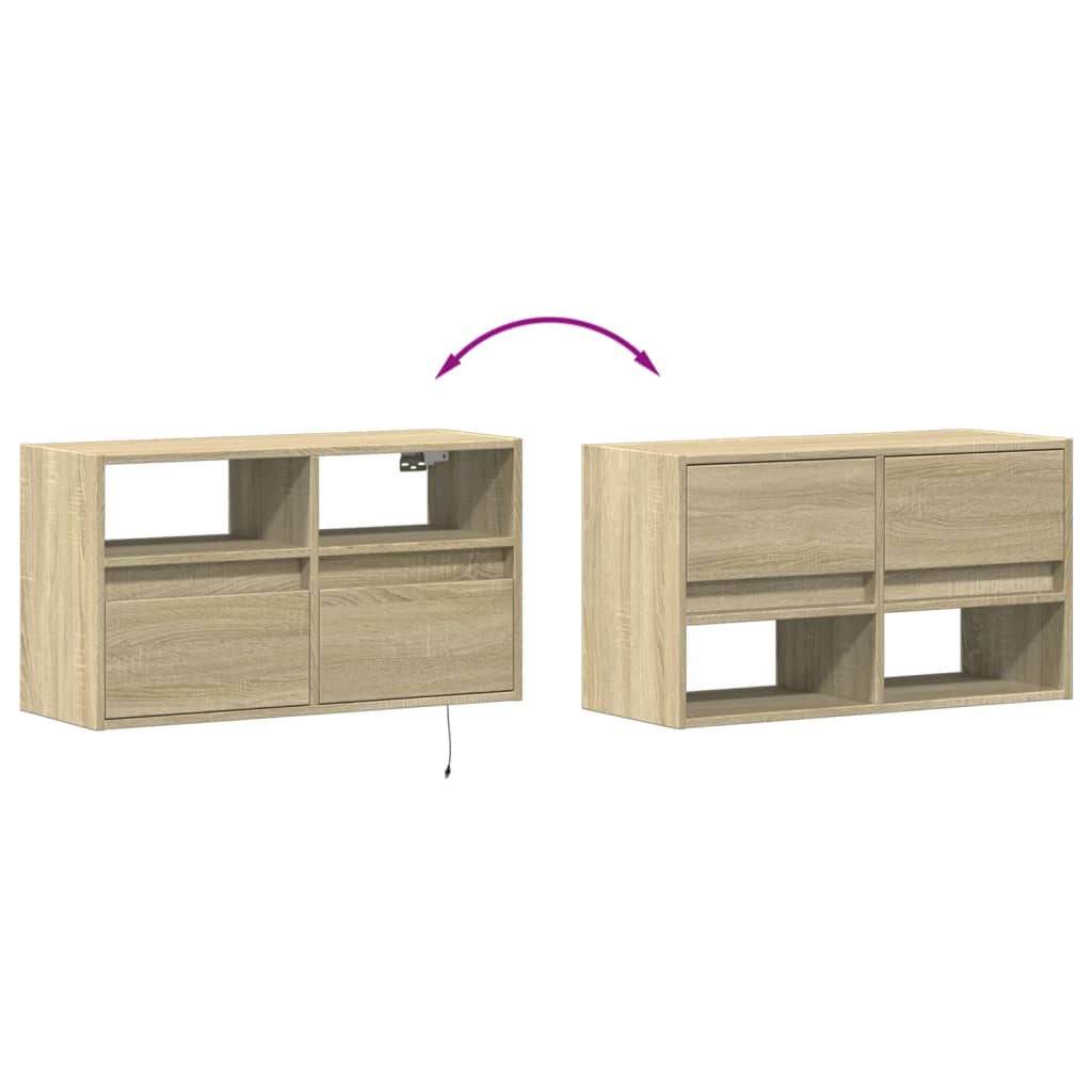 vidaXL TV-Wandschrank mit LED-Beleuchtung Sonoma-Eiche 80x31x45 cm