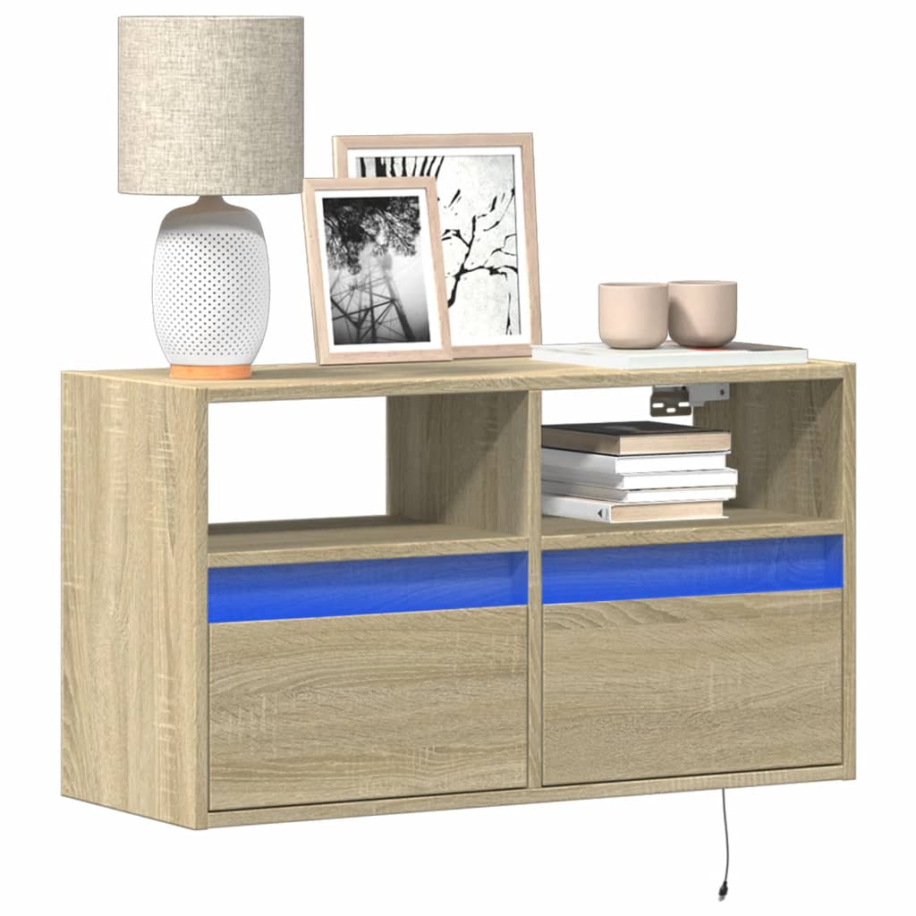 vidaXL TV-Wandschrank mit LED-Beleuchtung Sonoma-Eiche 80x31x45 cm