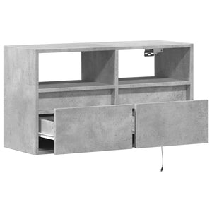 vidaXL TV-Wandschrank mit LED-Beleuchtung Betongrau 80x31x45 cm