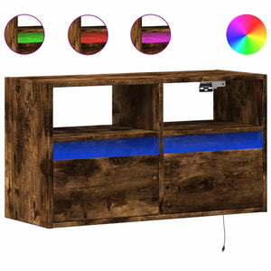 vidaXL TV-Wandschrank mit LED-Beleuchtung Räuchereiche 80x31x45 cm