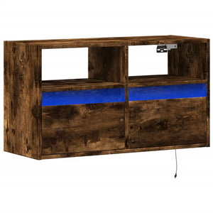 vidaXL TV-Wandschrank mit LED-Beleuchtung Räuchereiche 80x31x45 cm