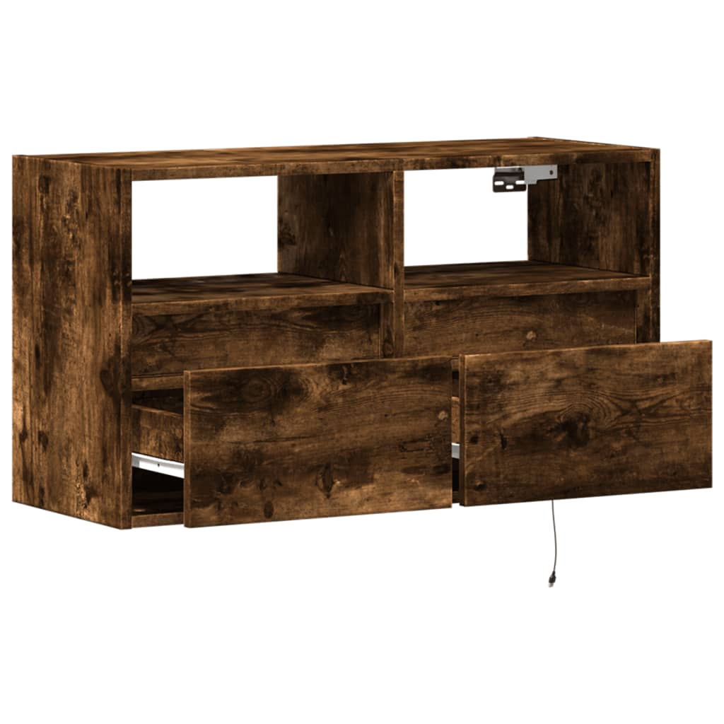 vidaXL TV-Wandschrank mit LED-Beleuchtung Räuchereiche 80x31x45 cm