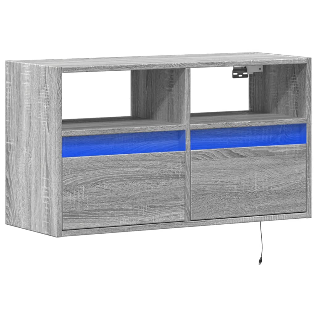 vidaXL TV-Wandschrank mit LED-Beleuchtung Grau Sonoma 80x31x45 cm