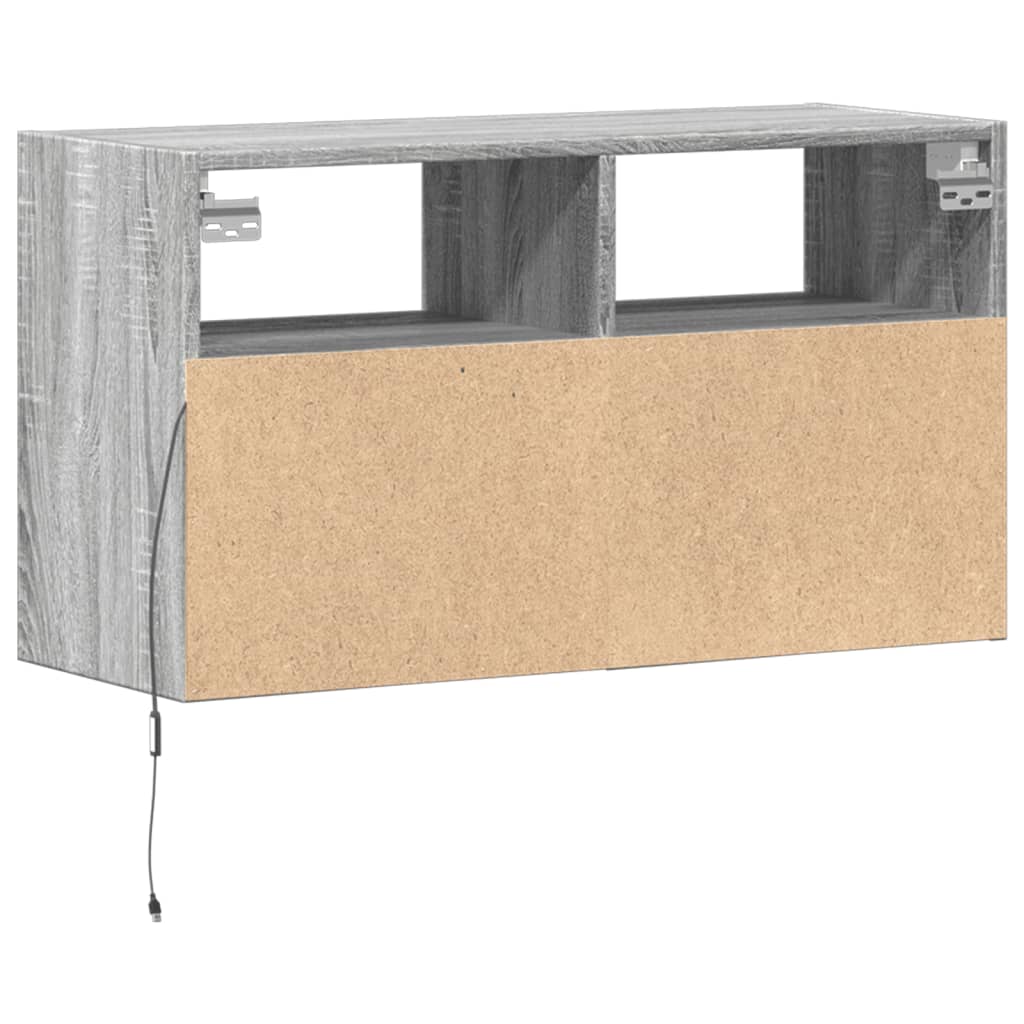 vidaXL TV-Wandschrank mit LED-Beleuchtung Grau Sonoma 80x31x45 cm