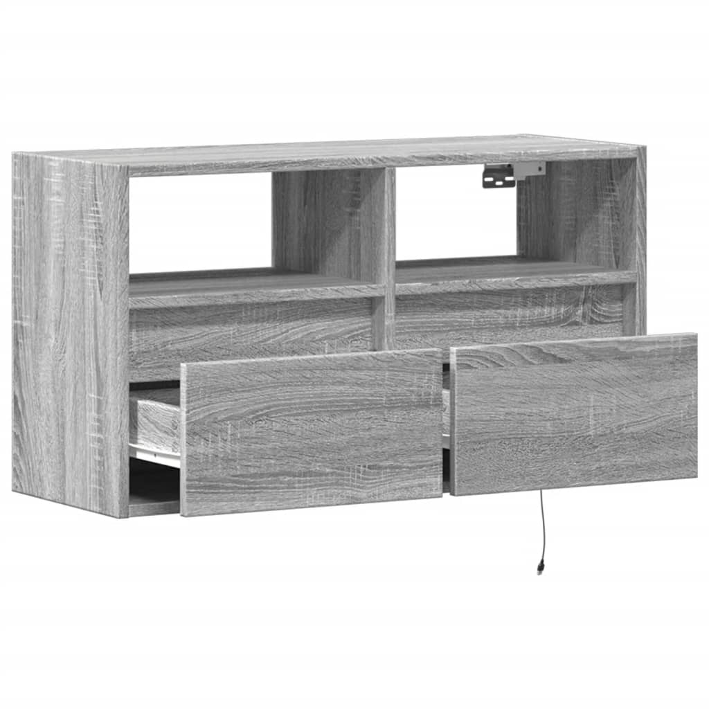 vidaXL TV-Wandschrank mit LED-Beleuchtung Grau Sonoma 80x31x45 cm