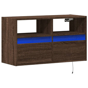 vidaXL TV-Wandschrank mit LED-Beleuchtung Braun Eiche-Optik 80x31x45cm