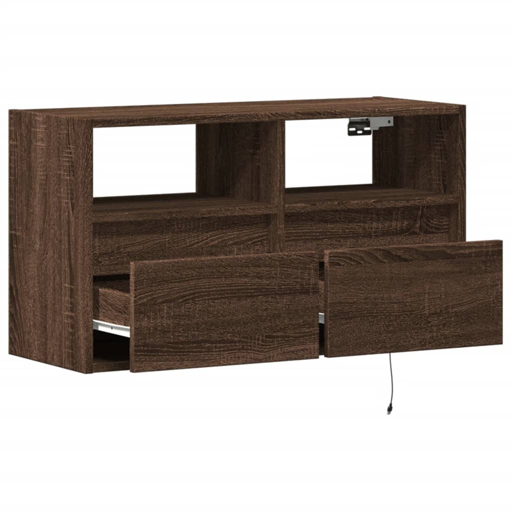 vidaXL TV-Wandschrank mit LED-Beleuchtung Braun Eiche-Optik 80x31x45cm