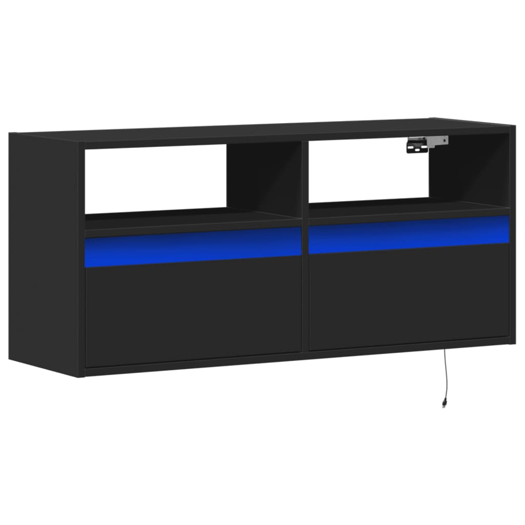 vidaXL TV-Wandschrank mit LED-Beleuchtung Schwarz 100x31x45 cm