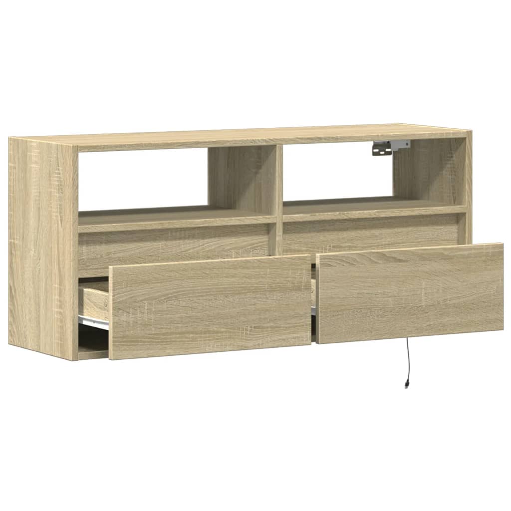 vidaXL TV-Wandschrank mit LED-Beleuchtung Sonoma-Eiche 100x31x45 cm