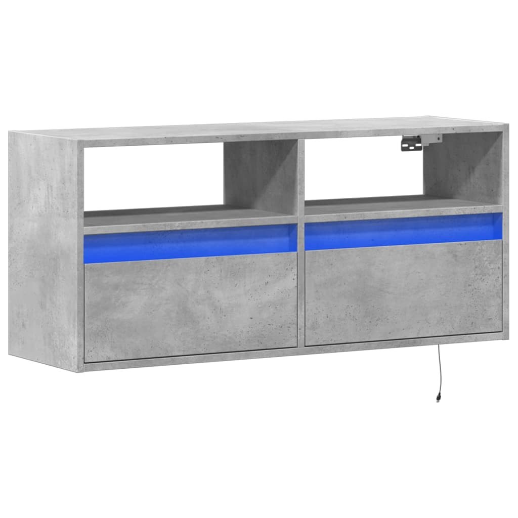 vidaXL TV-Wandschrank mit LED-Beleuchtung Betongrau 100x31x45 cm