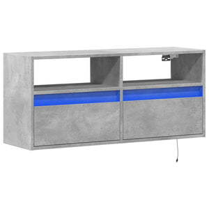 vidaXL TV-Wandschrank mit LED-Beleuchtung Betongrau 100x31x45 cm