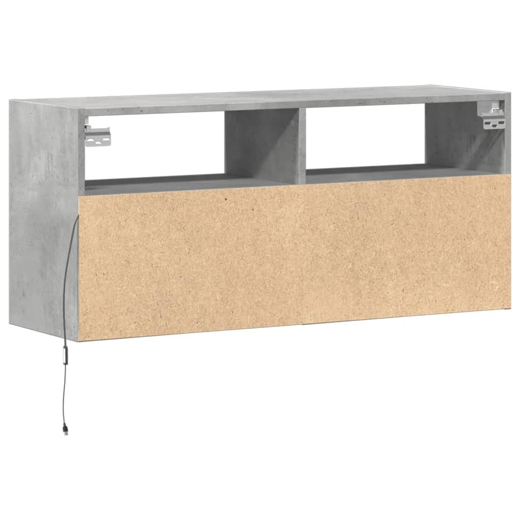 vidaXL TV-Wandschrank mit LED-Beleuchtung Betongrau 100x31x45 cm