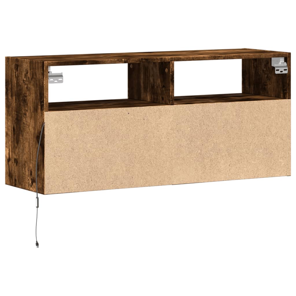 vidaXL TV-Wandschrank mit LED-Beleuchtung Räuchereiche 100x31x45 cm