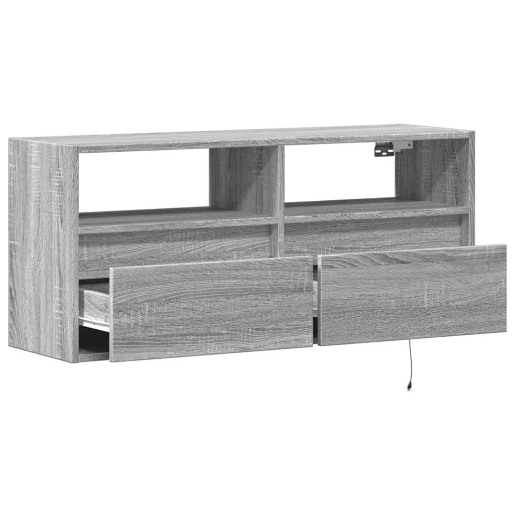 vidaXL TV-Wandschrank mit LED-Beleuchtung Grau Sonoma 100x31x45 cm