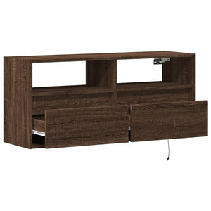 vidaXL TV-Wandschrank LED-Beleuchtung Braun Eichen-Optik 100x31x45 cm