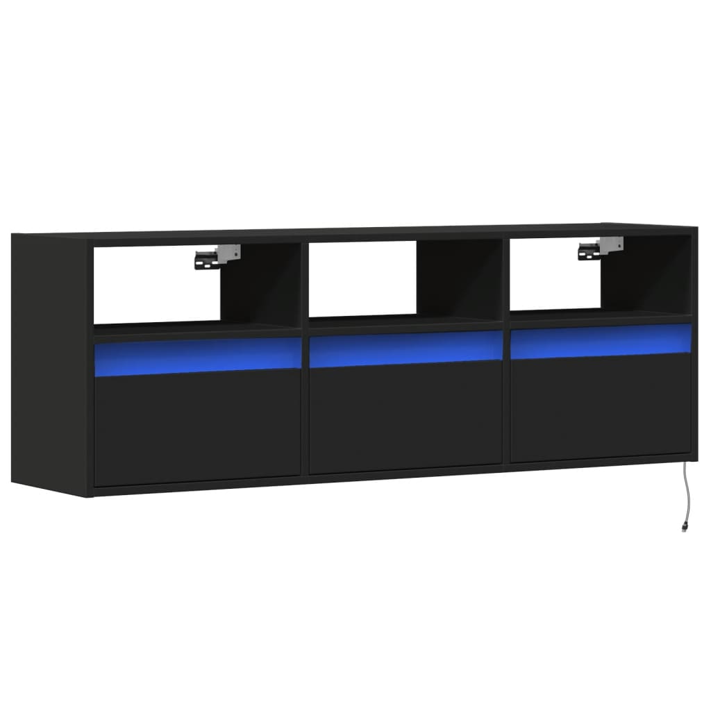 vidaXL TV-Wandschrank mit LED-Beleuchtung Schwarz 130x31x45 cm