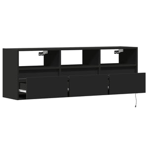 vidaXL TV-Wandschrank mit LED-Beleuchtung Schwarz 130x31x45 cm