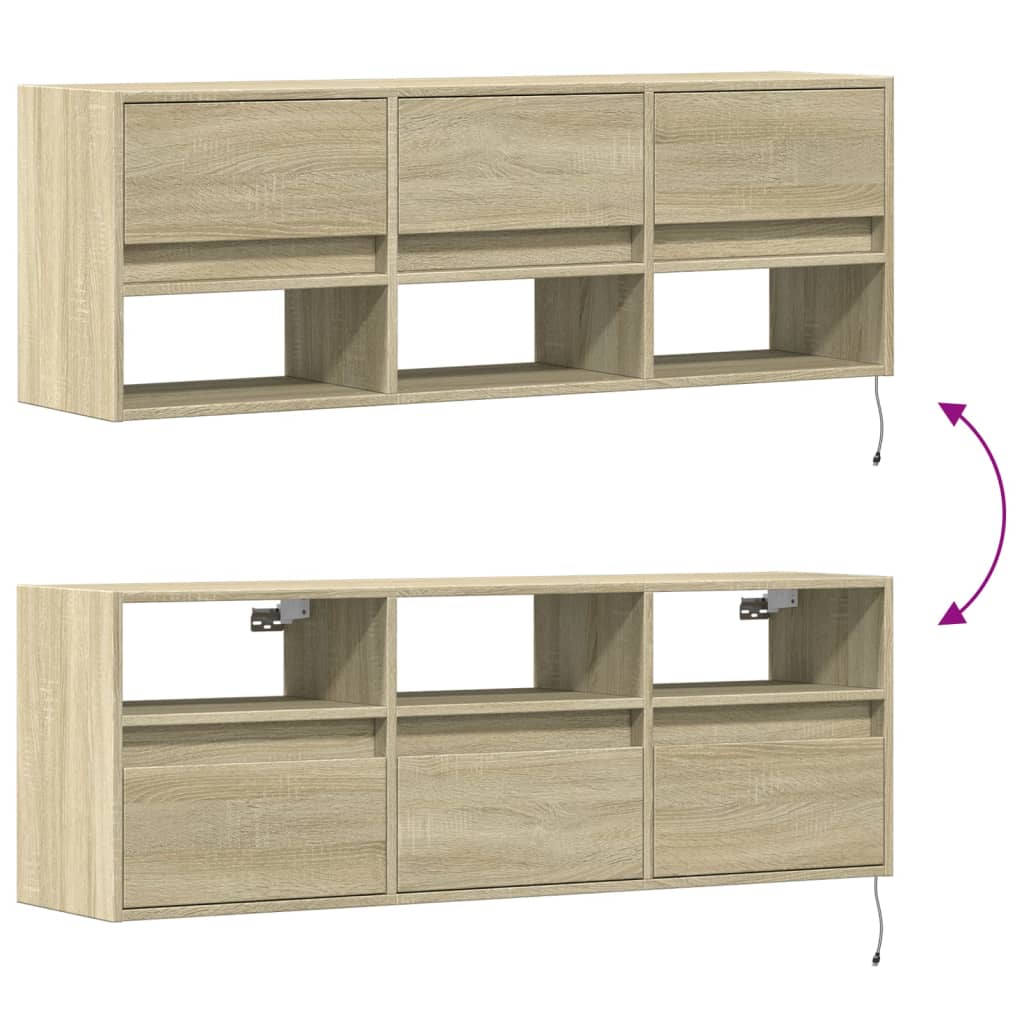 vidaXL TV-Wandschrank mit LED-Beleuchtung Sonoma-Eiche 130x31x45 cm