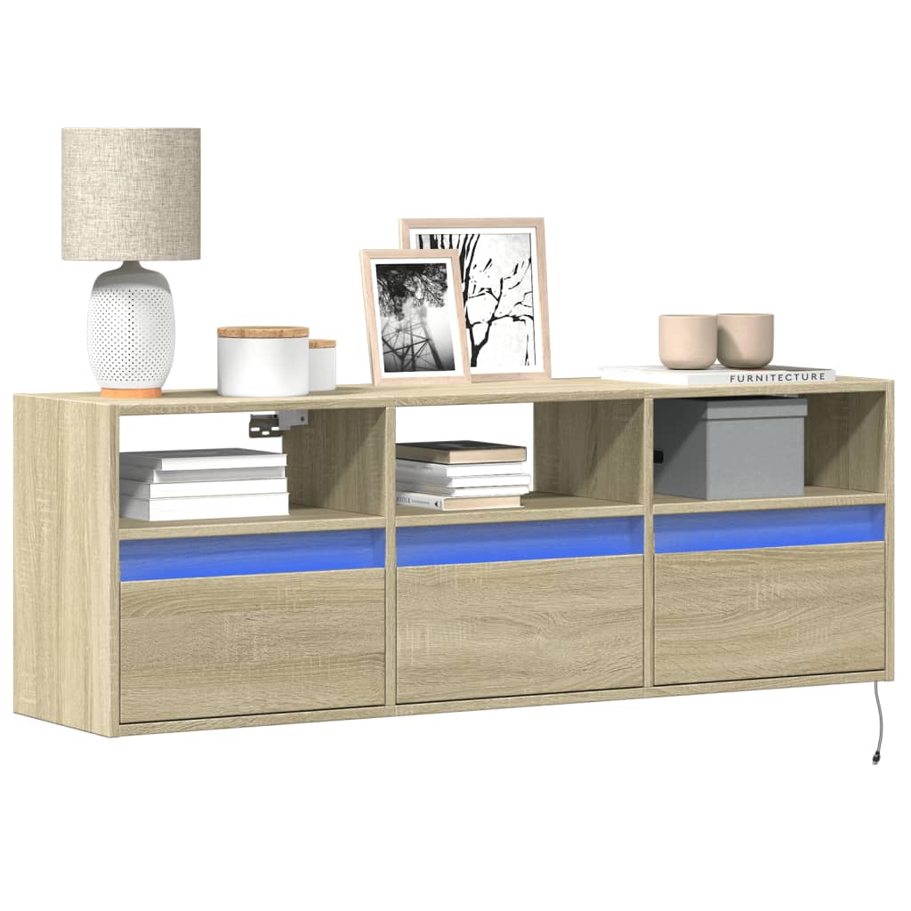 vidaXL TV-Wandschrank mit LED-Beleuchtung Sonoma-Eiche 130x31x45 cm