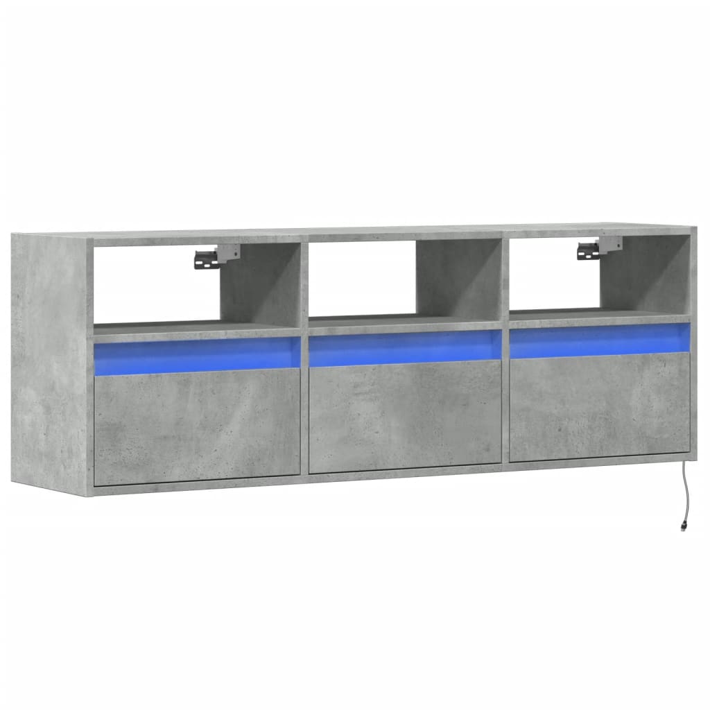 vidaXL TV-Wandschrank mit LED-Beleuchtung Betongrau 130x31x45 cm