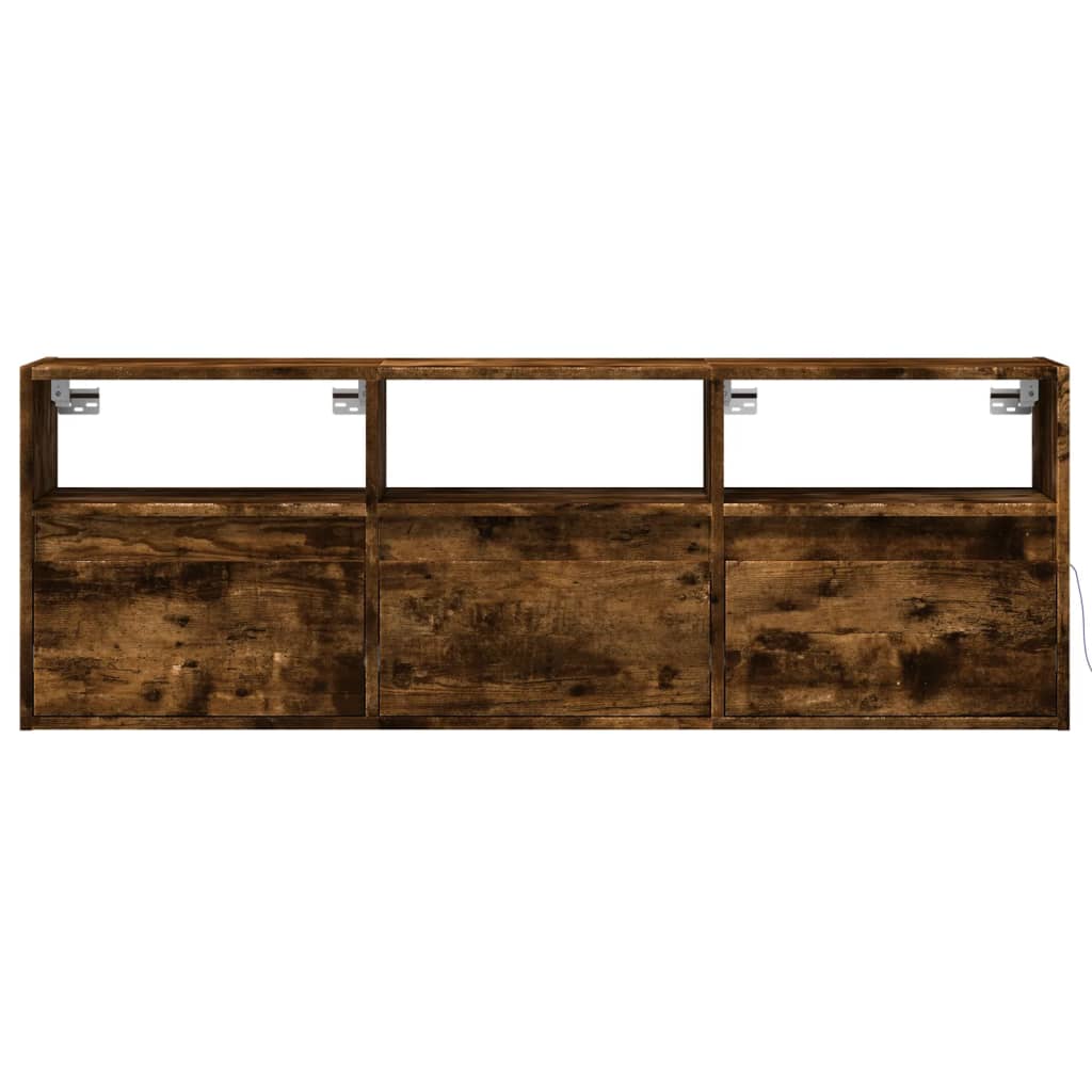 vidaXL TV-Wandschrank mit LED-Beleuchtung Räuchereiche 130x31x45 cm