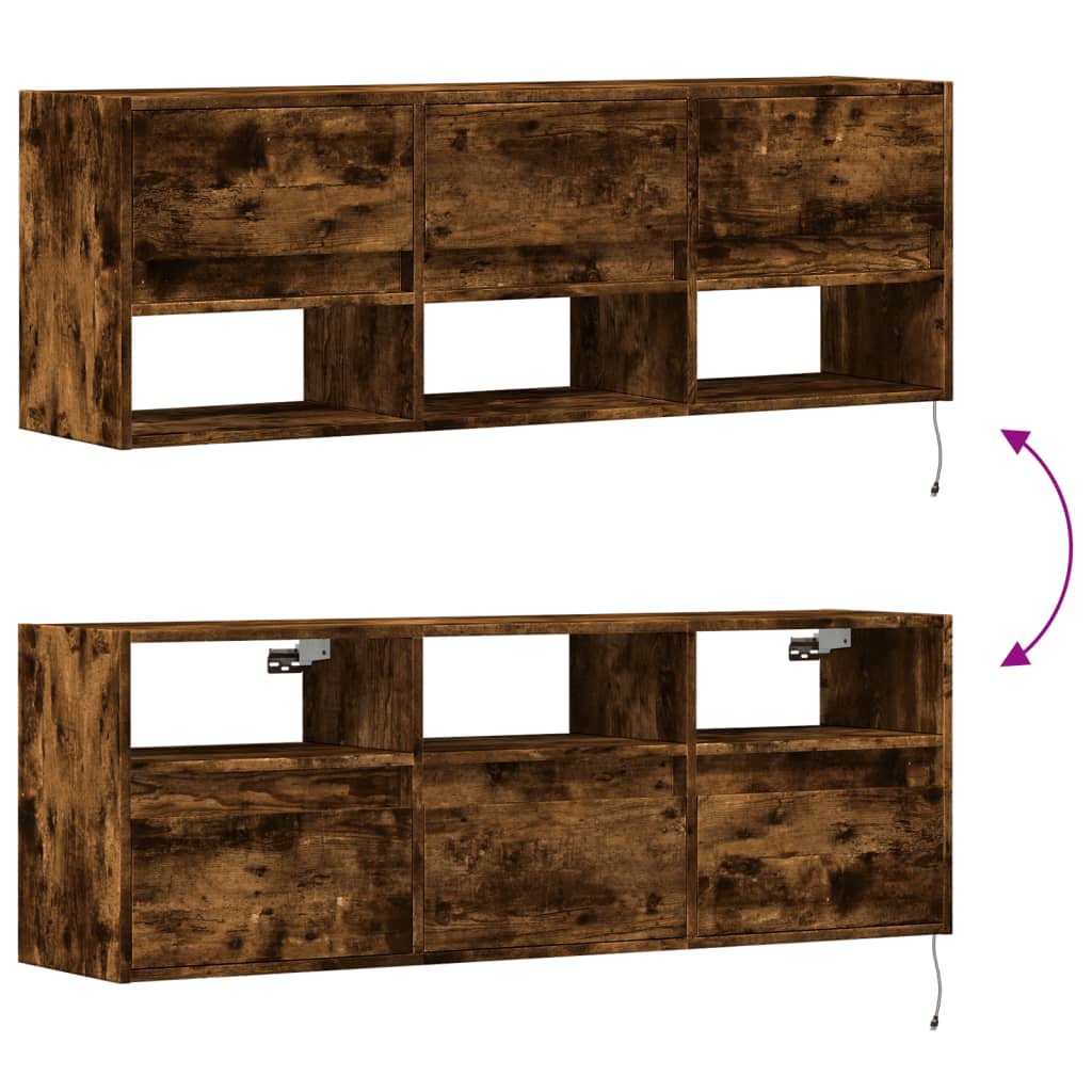 vidaXL TV-Wandschrank mit LED-Beleuchtung Räuchereiche 130x31x45 cm