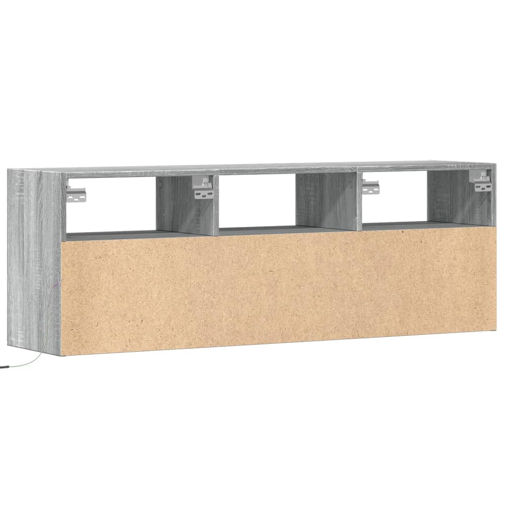 vidaXL TV-Wandschrank mit LED-Beleuchtung Grau Sonoma 130x31x45 cm