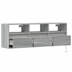 vidaXL TV-Wandschrank mit LED-Beleuchtung Grau Sonoma 130x31x45 cm