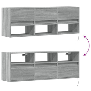 vidaXL TV-Wandschrank mit LED-Beleuchtung Grau Sonoma 130x31x45 cm