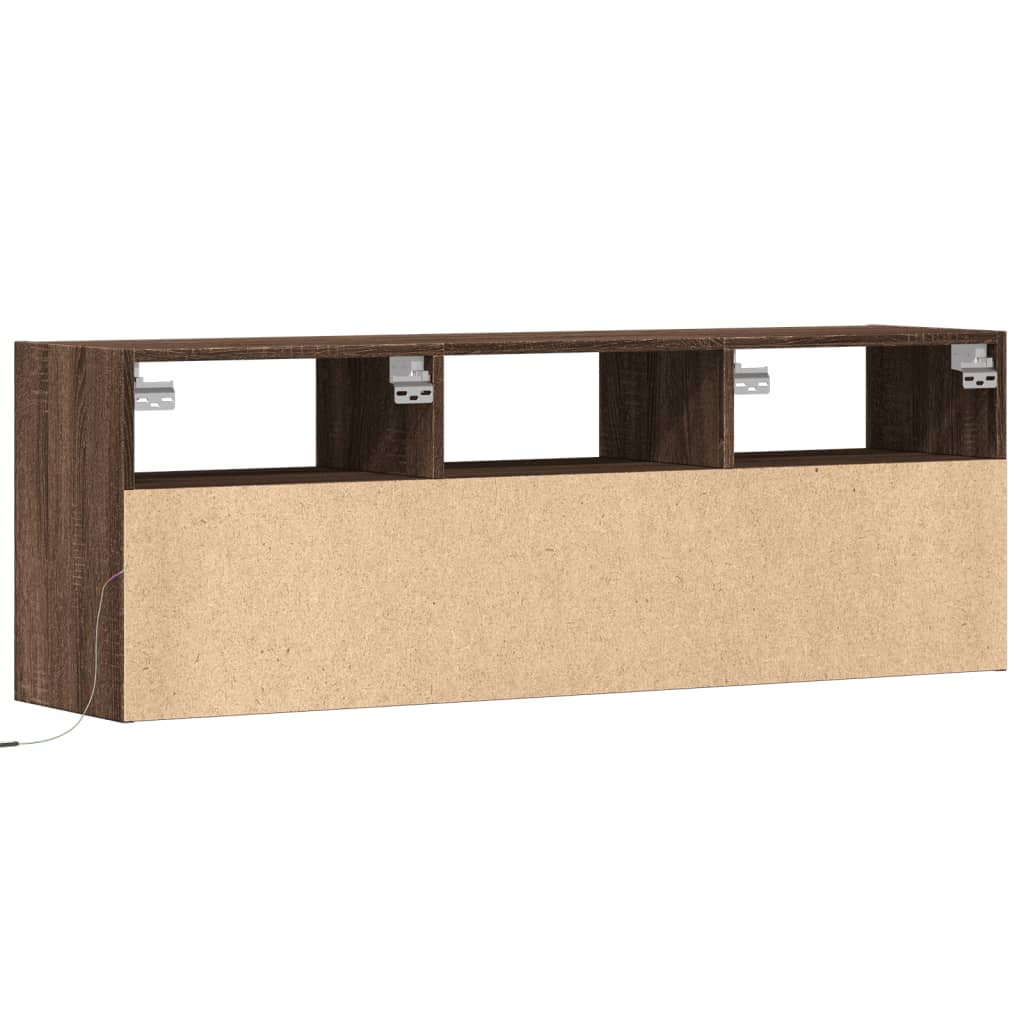 vidaXL TV-Wandschrank LED-Beleuchtung Braun Eichen-Optik 130x31x45 cm