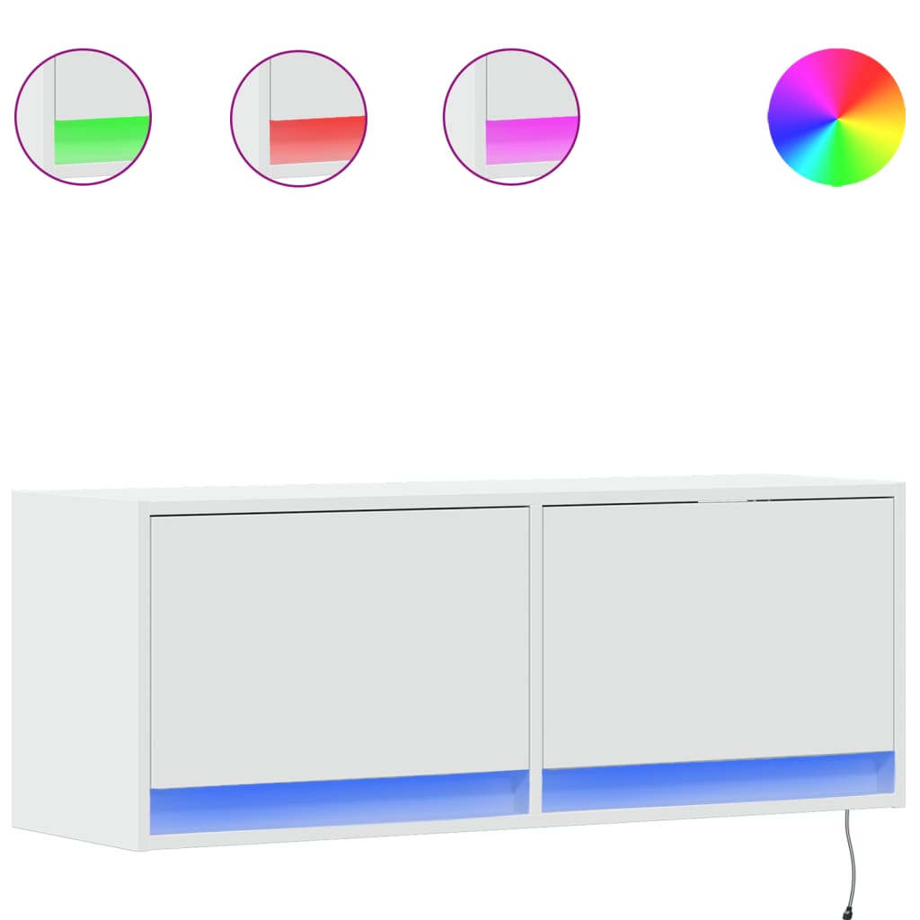 vidaXL TV-Wandschrank mit LED-Beleuchtung Weiß 100x31x35 cm