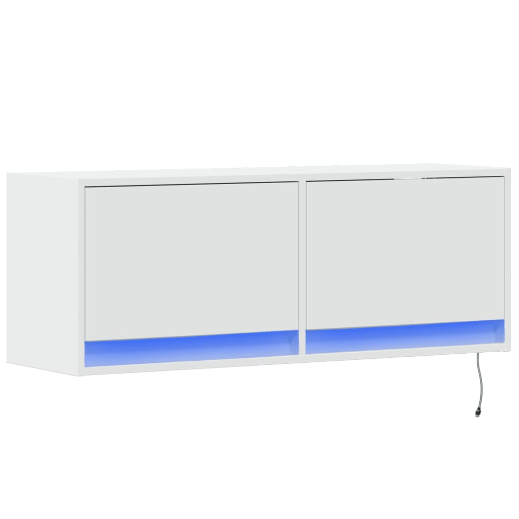 vidaXL TV-Wandschrank mit LED-Beleuchtung Weiß 100x31x35 cm