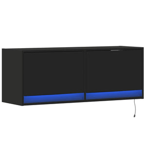 vidaXL TV-Wandschrank mit LED-Beleuchtung Schwarz 100x31x35 cm