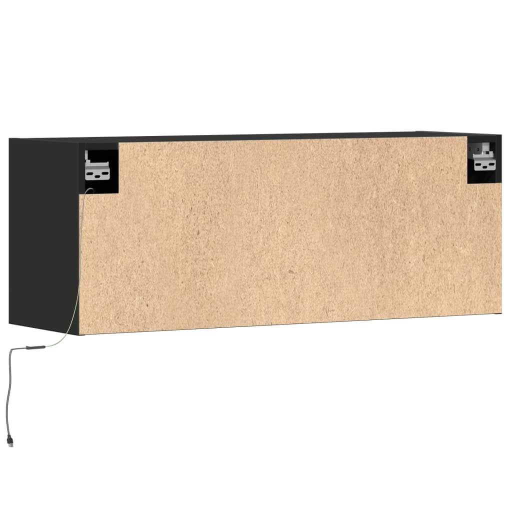 vidaXL TV-Wandschrank mit LED-Beleuchtung Schwarz 100x31x35 cm