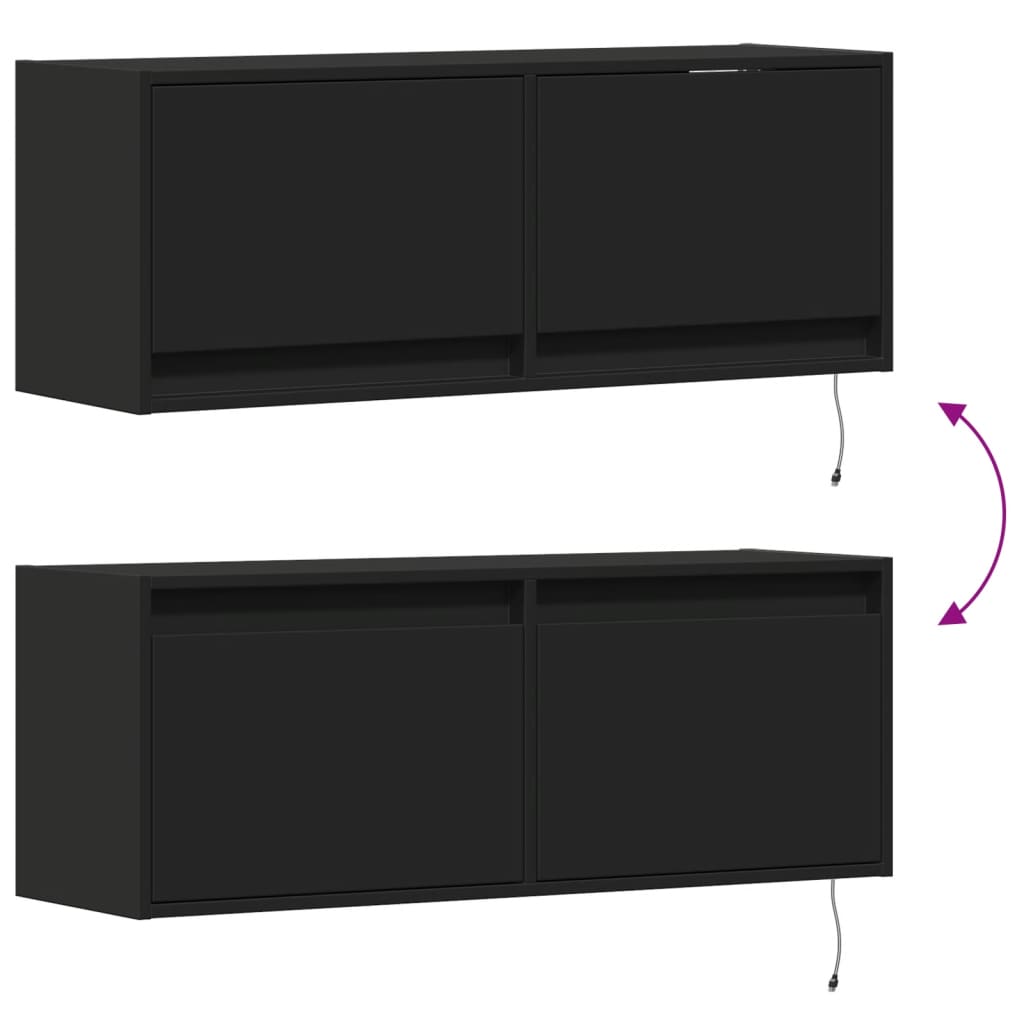 vidaXL TV-Wandschrank mit LED-Beleuchtung Schwarz 100x31x35 cm