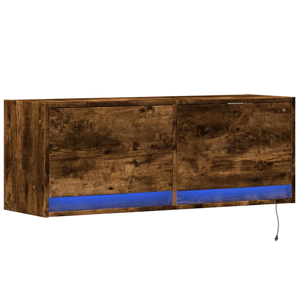 vidaXL TV-Wandschrank mit LED-Beleuchtung Räuchereiche 100x31x35 cm