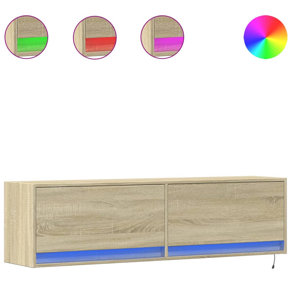 vidaXL TV-Wandschrank mit LED-Beleuchtung Sonoma-Eiche 140x31x38 cm