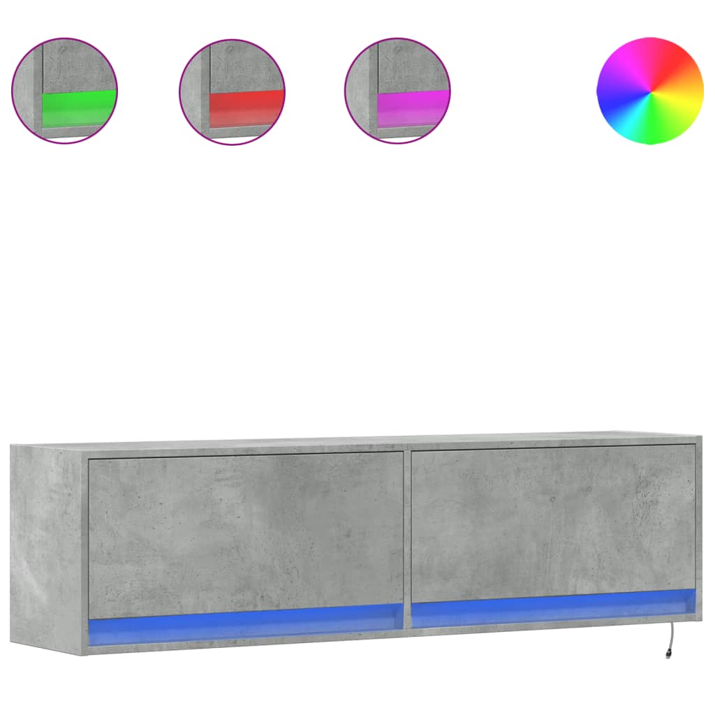 vidaXL TV-Wandschrank mit LED-Beleuchtung Betongrau 140x31x38 cm