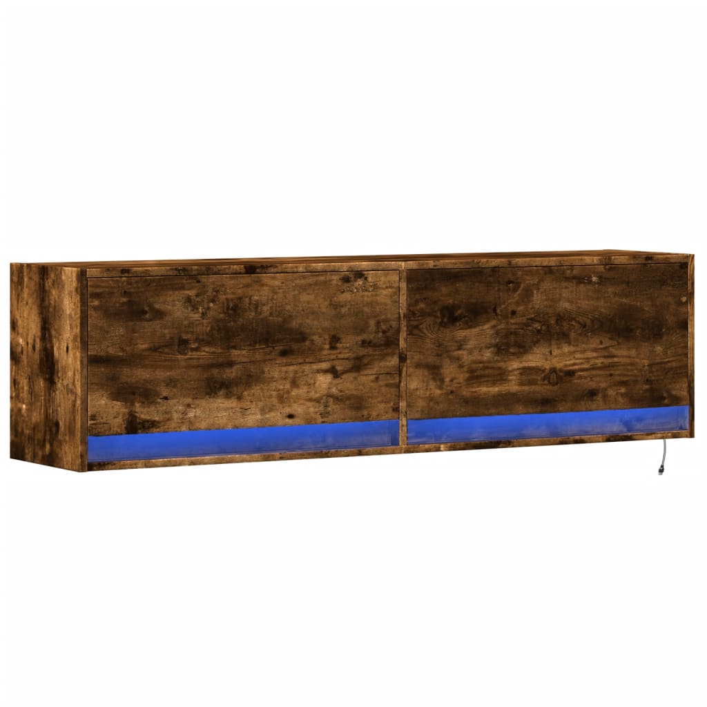 vidaXL TV-Wandschrank mit LED-Beleuchtung Räuchereiche 140x31x38 cm