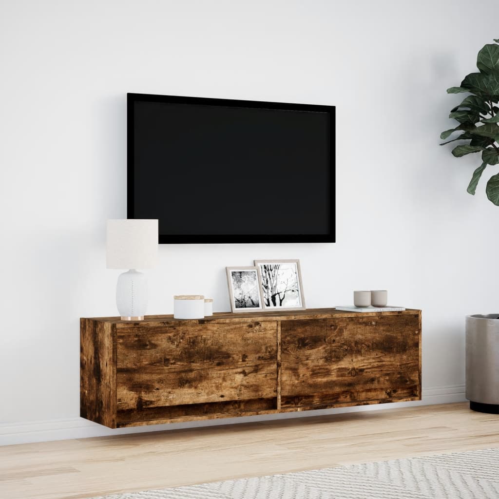 vidaXL TV-Wandschrank mit LED-Beleuchtung Räuchereiche 140x31x38 cm