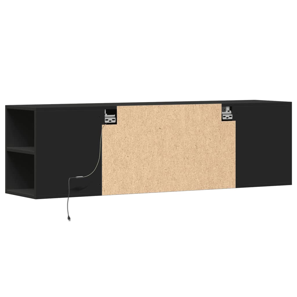 vidaXL TV-Wandschrank mit LED-Beleuchtung Schwarz 135x31x39,5 cm