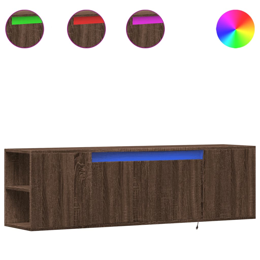 vidaXL TV-Wandschrank mit LED-Beleuchtung Eichen-Optik 135x31x39,5 cm