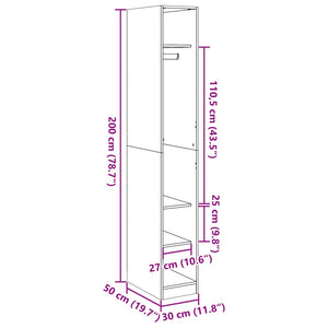 vidaXL Kleiderschrank Grau Sonoma 30x50x200 cm Holzwerkstoff