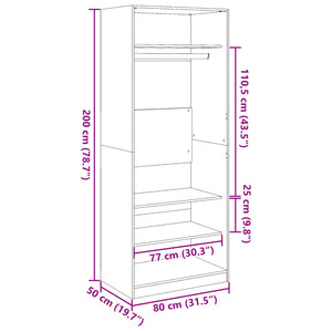 Kleiderschrank Sonoma-Eiche 80x50x200 cm Holzwerkstoff