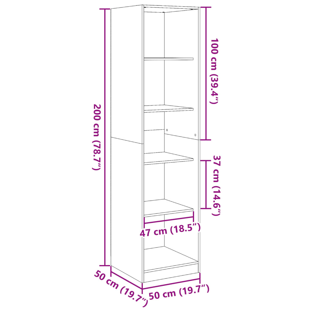 Kleiderschrank Räuchereiche 50x50x200 cm Holzwerkstoff