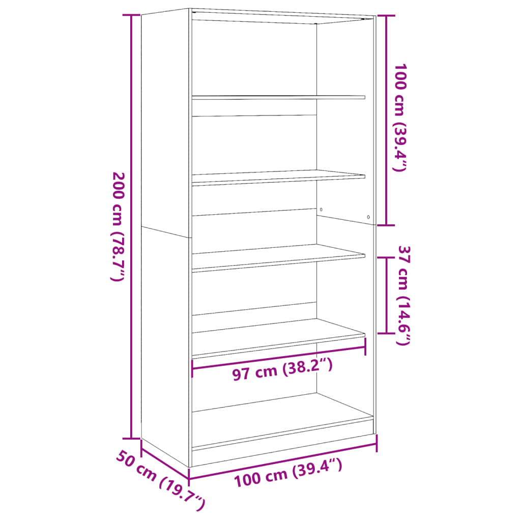 Kleiderschrank Weiß 100x50x200 cm Holzwerkstoff Stilecasa