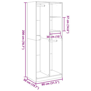 Kleiderschrank Schwarz 80x50x200 cm Holzwerkstoff