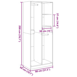 vidaXL Kleiderschrank Betongrau 80x50x200 cm Holzwerkstoff